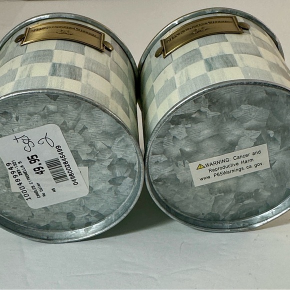 NEW MacKenzie-Childs Blue and White Sterling Check Citronella Candles - Pair - Picture 4 of 7